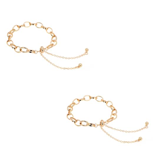 Gold Cable Slider Charm Bracelets, 2ct. by Bead Landing&#x2122;
